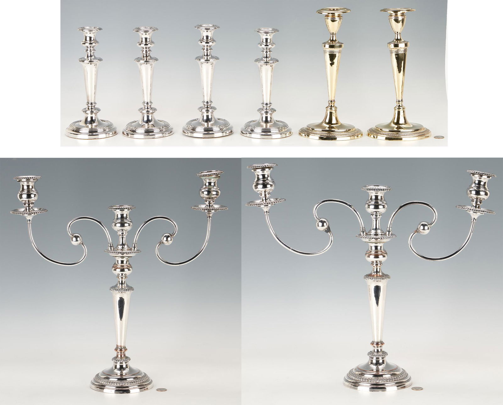Group of Candelabra & Candlesticks, 8 Items, incl. Old (1 of 20)