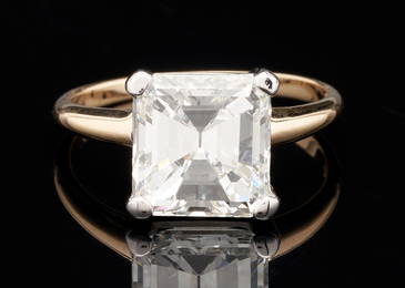 Ladies 4.01 Carat 14K Emerald Cut Diamond Solitaire