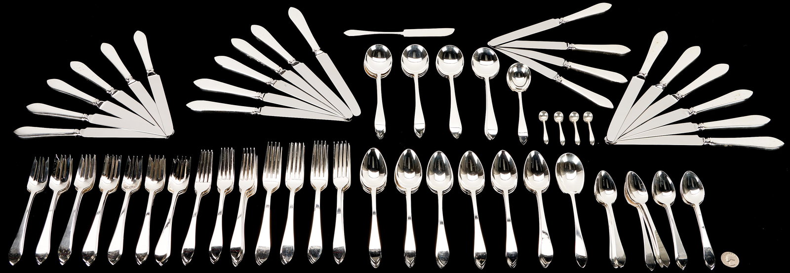 Tiffany Faneuil Sterling Flatware Service for 12 plus (1 of 9)
