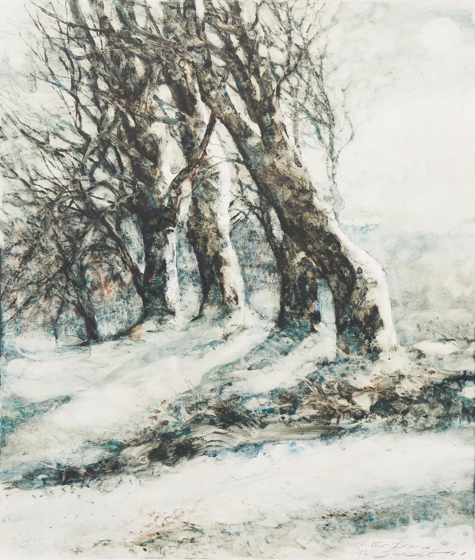 Carl Sublett watercolor painting, Winter Lean (1 of 9)