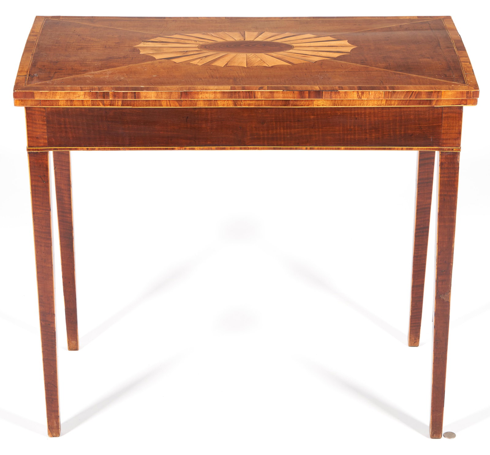 Irish Harewood Card Table, Patera Inlay (1 of 16)