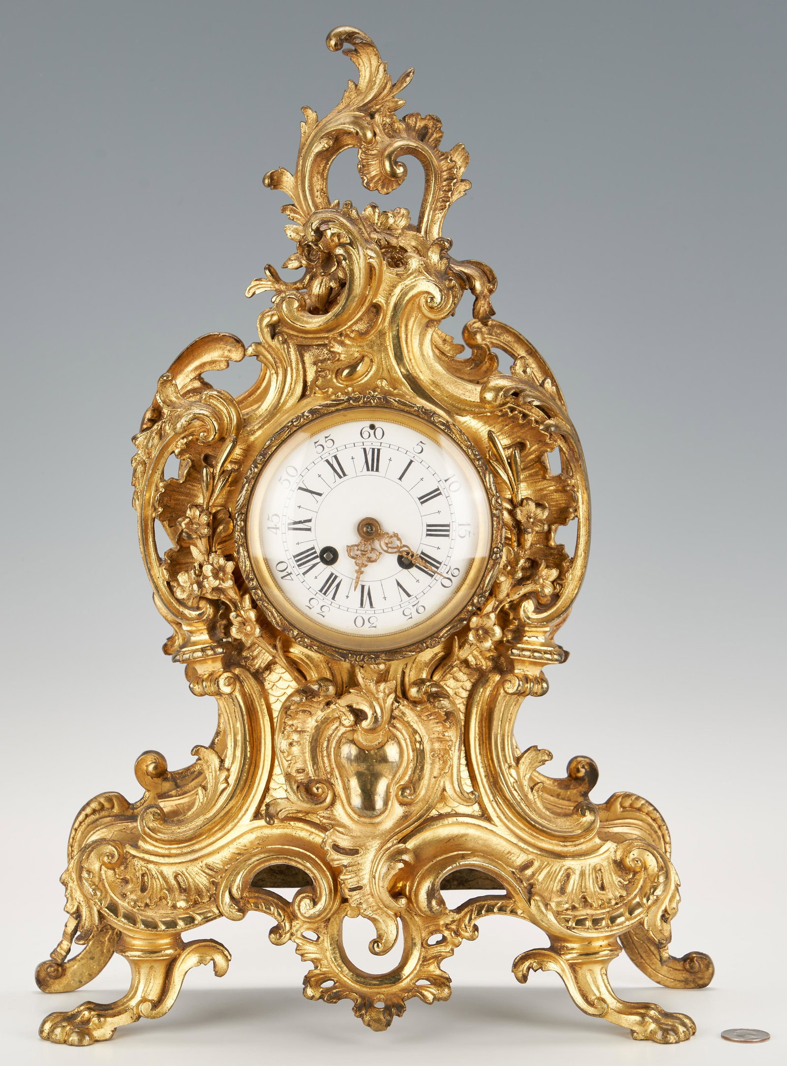 European Louis XV Style Gilt Bronze Mantle Clock (1 of 12)