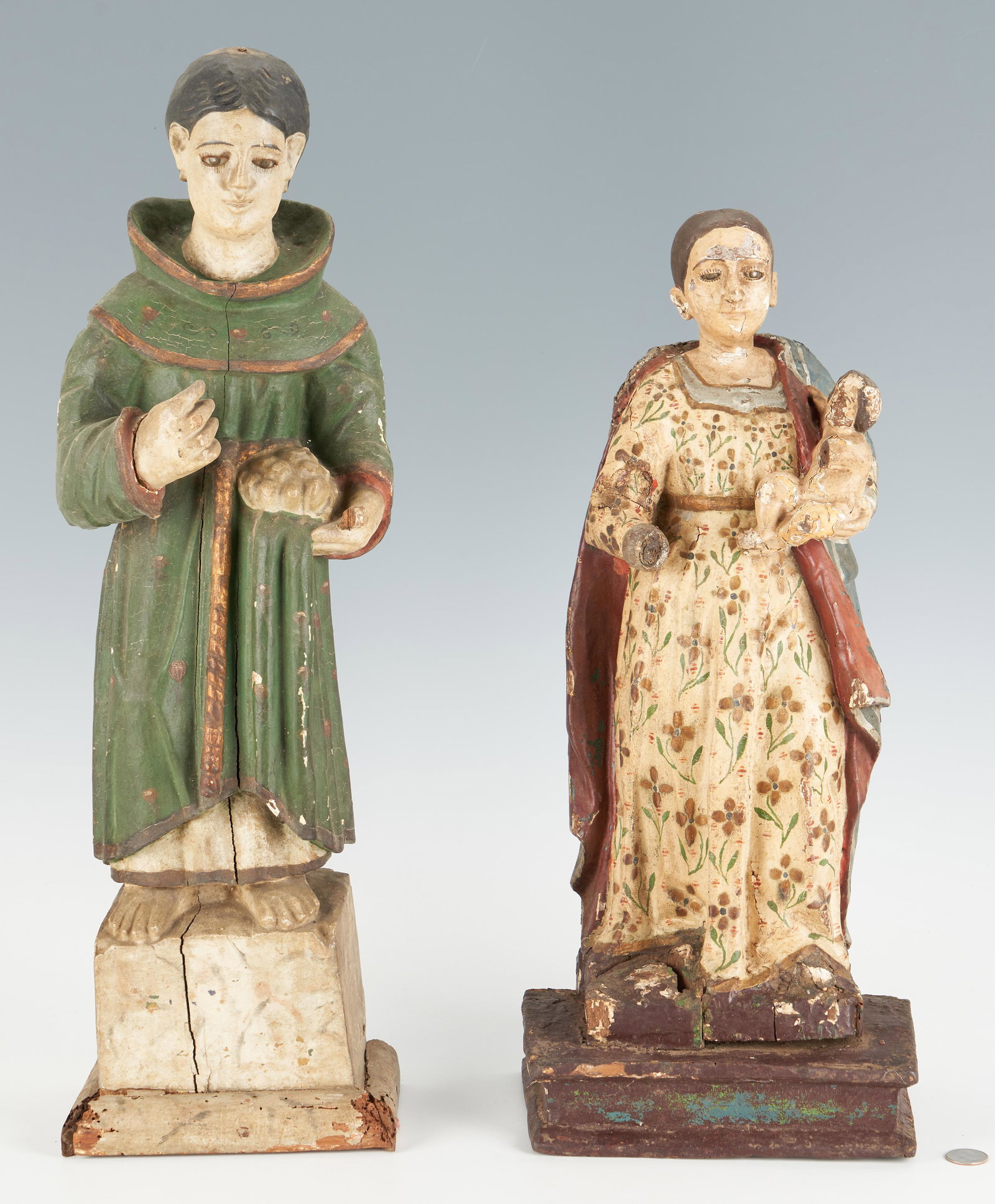 2 Large Polychrome Carved Santo Figures (1 of 13)