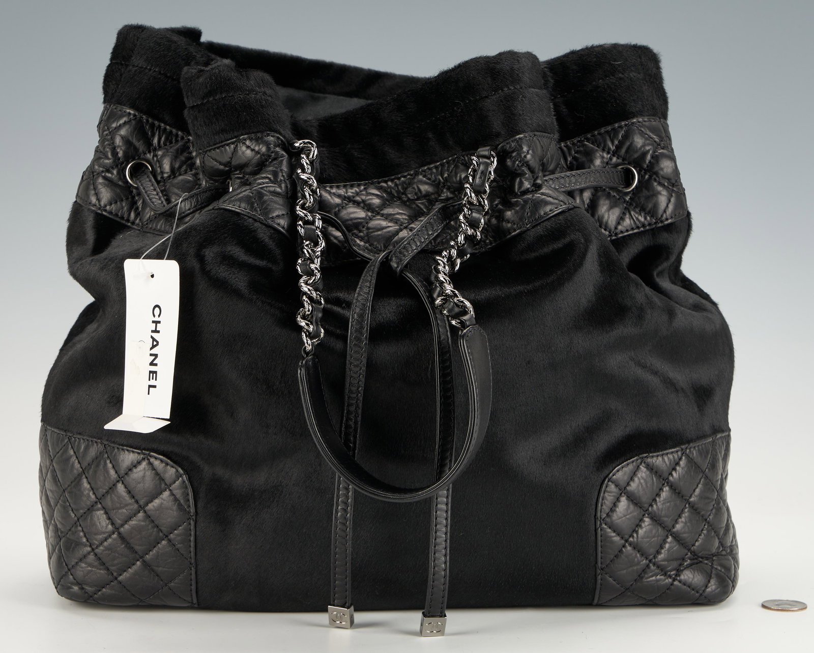 NWT Chanel Black Quilted Calfskin & Pony Hair Tote (1 of 14)