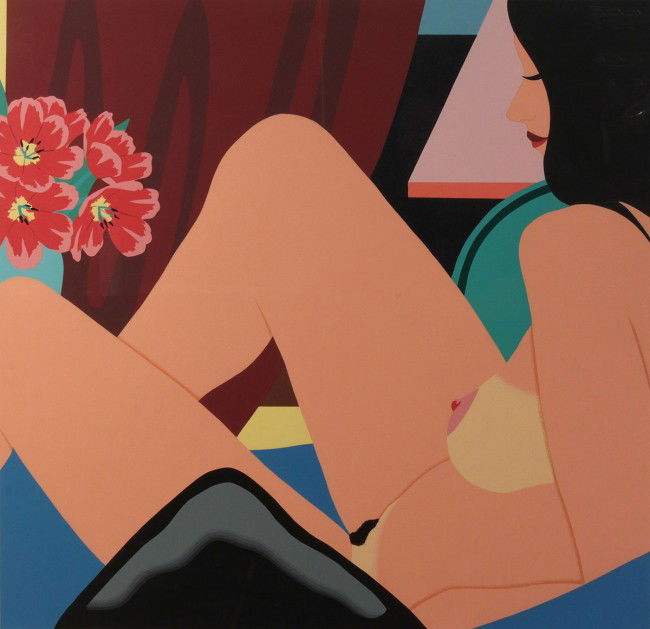 Tom Wesselmann nude lithograph: Wesselman, Tom, (American, 1931-2004), "Helen", Nude, Color Screenprint on Paper. Signed lower right in pencil "Wesselman '81 AP 14/20." Matted with contemporary light wood frame. Excellent condition.