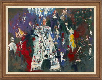 Large Leroy Neiman O/B Painting, Dinner Party