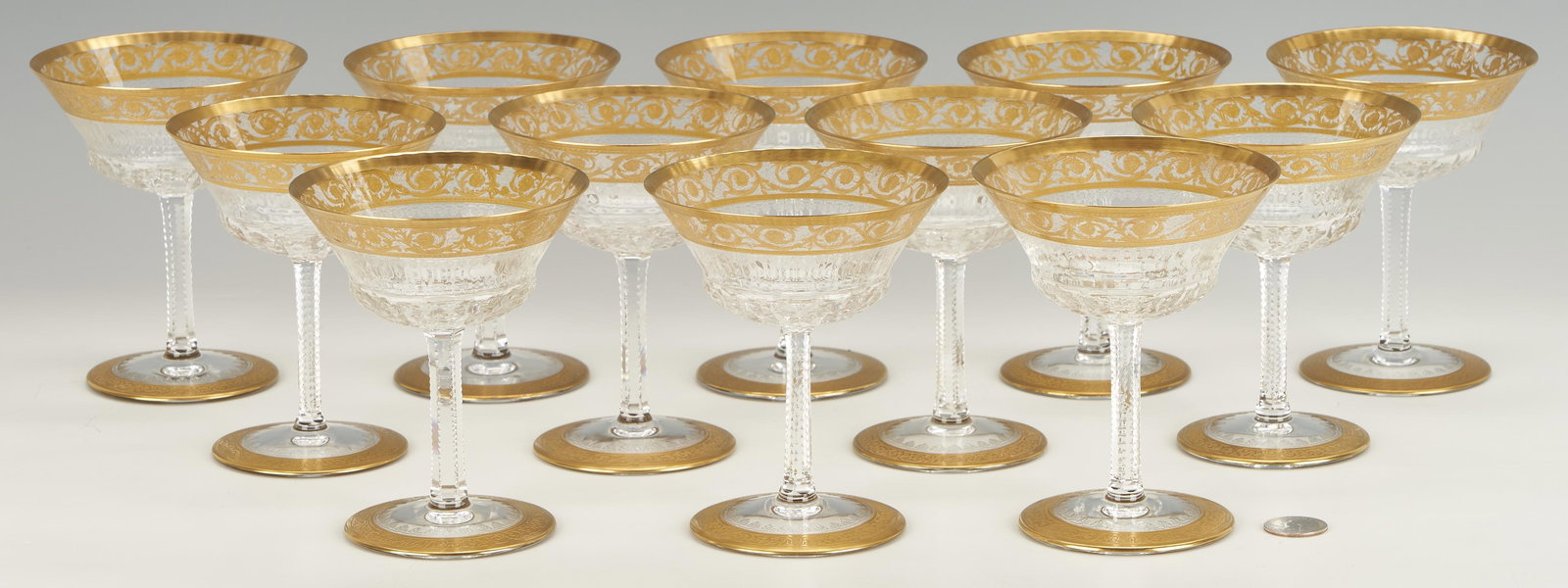 12 St. Louis Thistle Crystal Champagne Glasses, 1 of 2 (1 of 9)