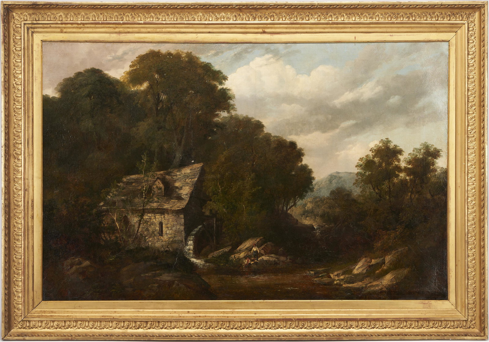 British School, 19th C. O/C Landscape "Figures by a Mill" (1 of 13)