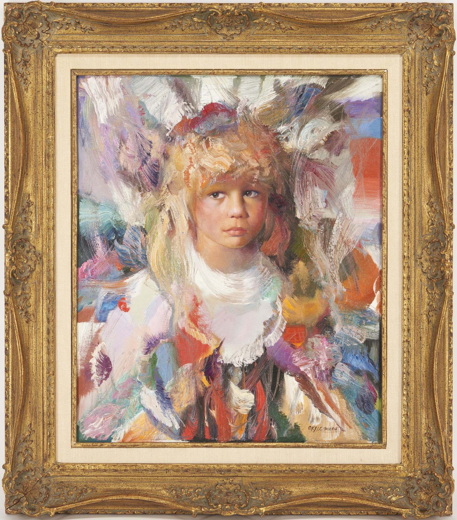 Francisco Masseria O/C Painting, Portrait of a Young Girl (1 of 11)