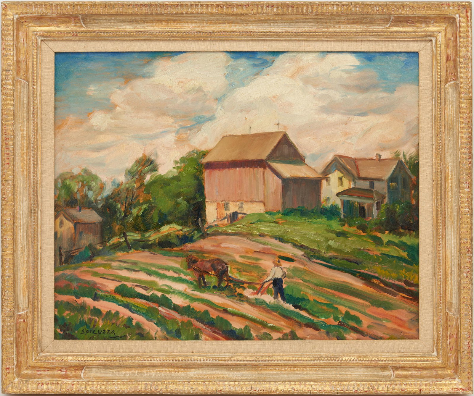 Francesco Spicuzza O/B Painting, Farm Landscape (1 of 10)