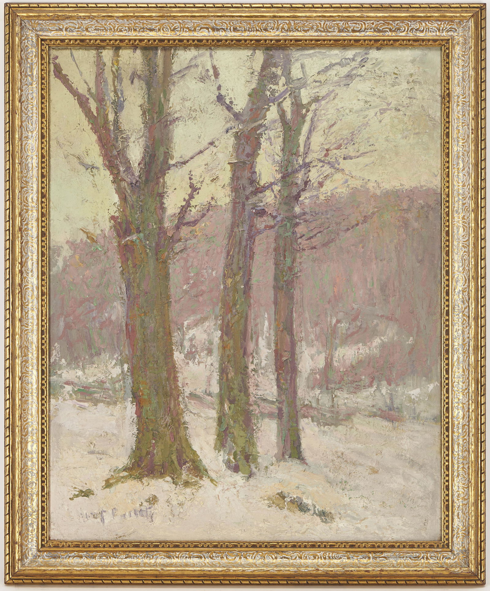 Attr. Eliot Clark O/B Impressionist Winter Landscape Painting (1 of 8)