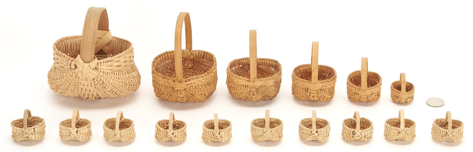 Sixteen (16) Miniature TN White Oak Baskets, incl. Graduated Set (1 of 12)