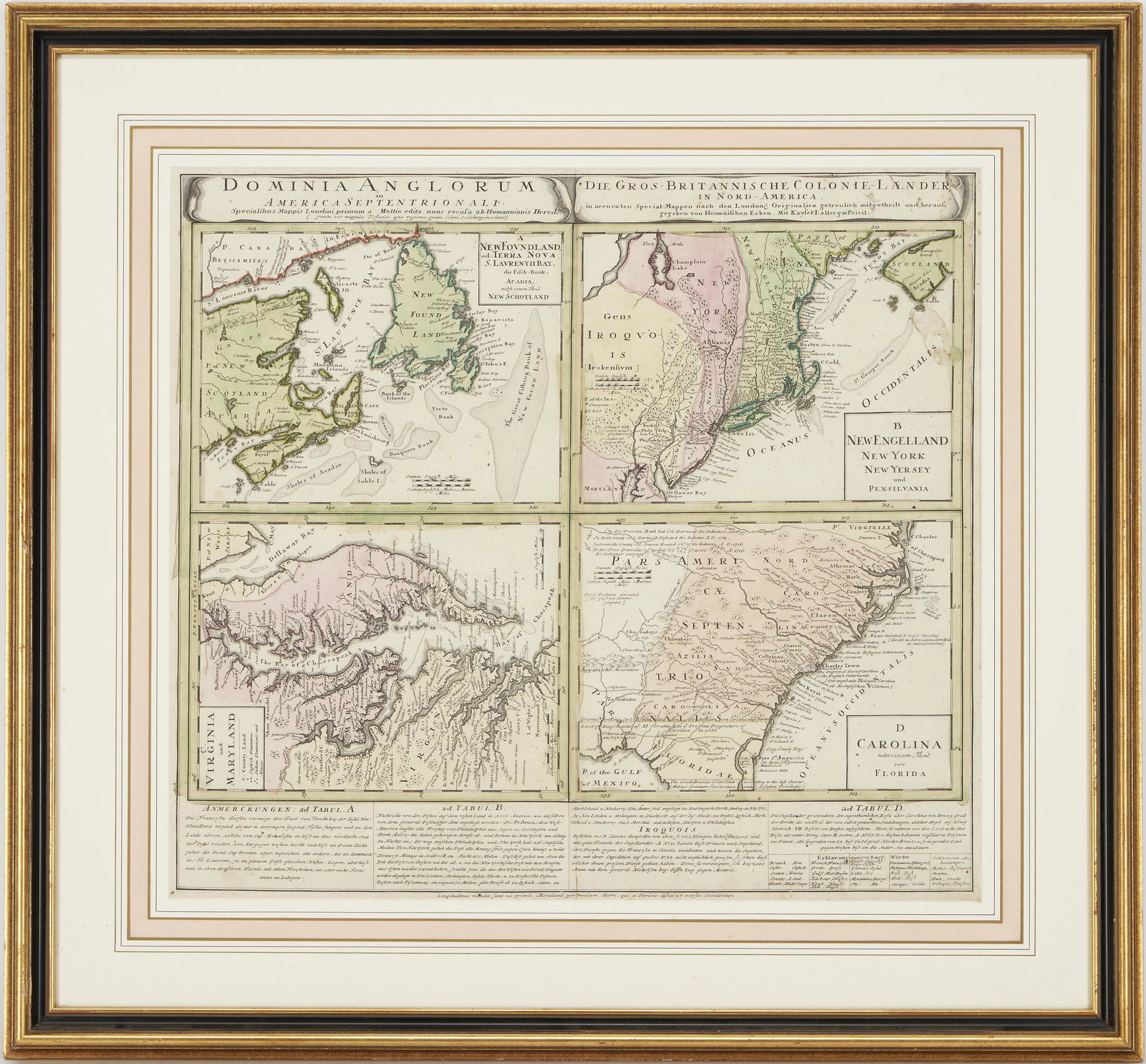 Homann Map, British Territories in North America, c. 1737, DOMINICA ANGLORUM (1 of 8)