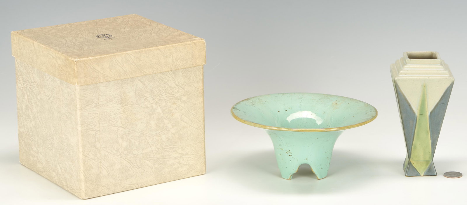 Roseville Futura Vase & Fulper Compote w/ Box (1 of 9)