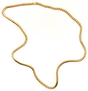 18K Gold Chain Necklace: 18K yellow gold 7.1mm chain necklace. The necklace is marked "750" and is 35" L. Weight of the necklace is 183.9 grams.The Estate of Anne Ford, Nashville, Tennessee.