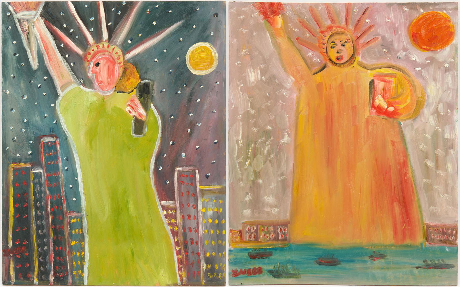 2 Lilian Webb Statue of Liberty Outsider Art Paintings (1 of 13)