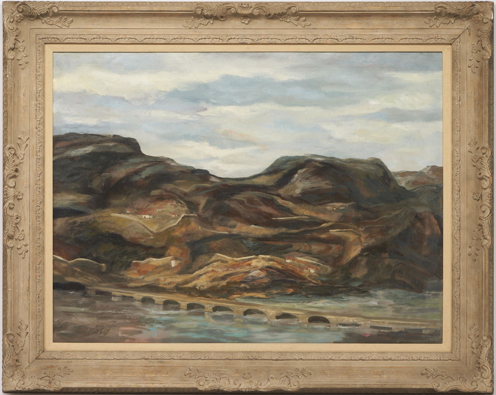 Large Kermit Ewing O/C Painting, Road to Grenada Spain (1 of 10)