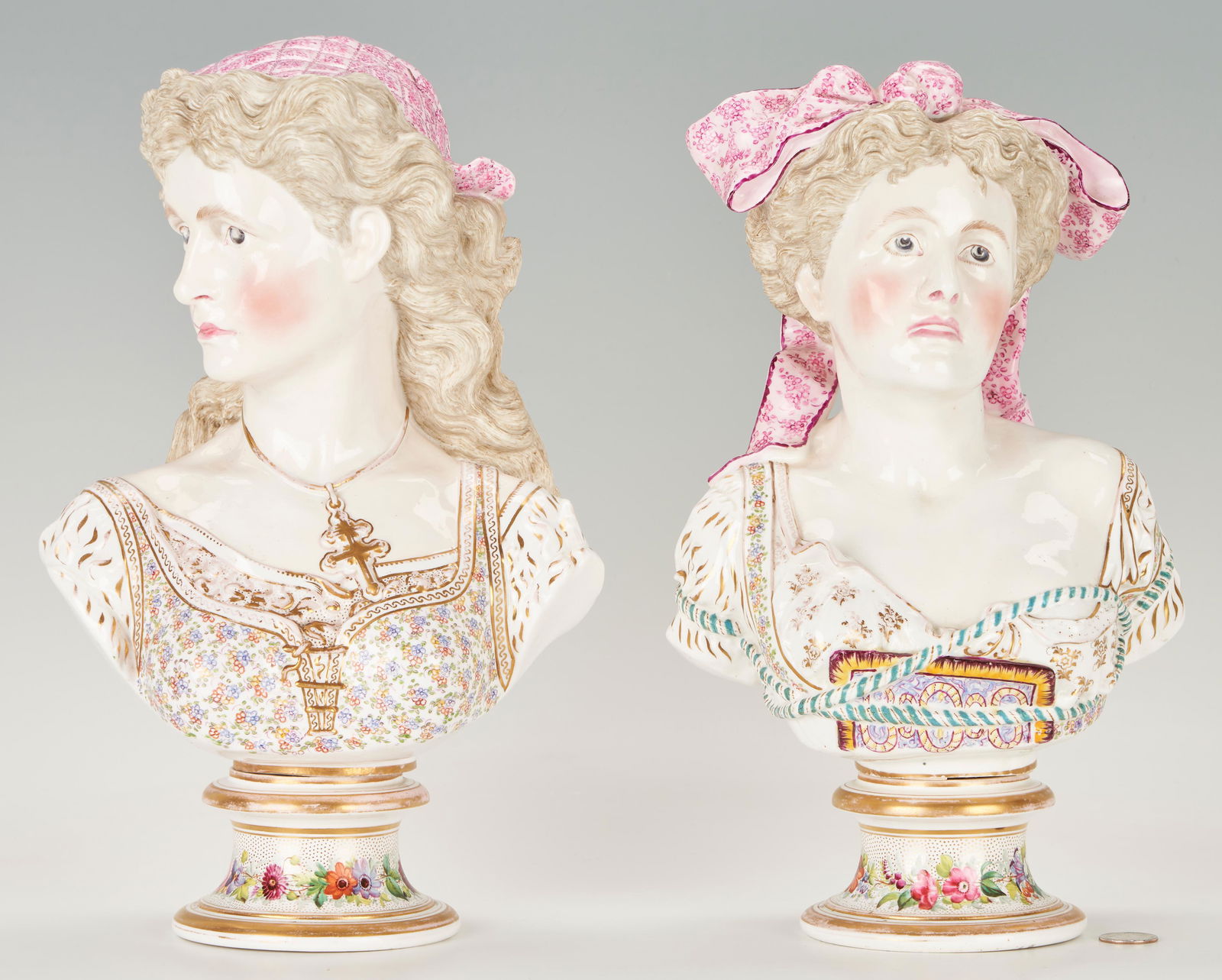 2 Continental Porcelain Female Busts, poss Nymphenburg (1 of 16)