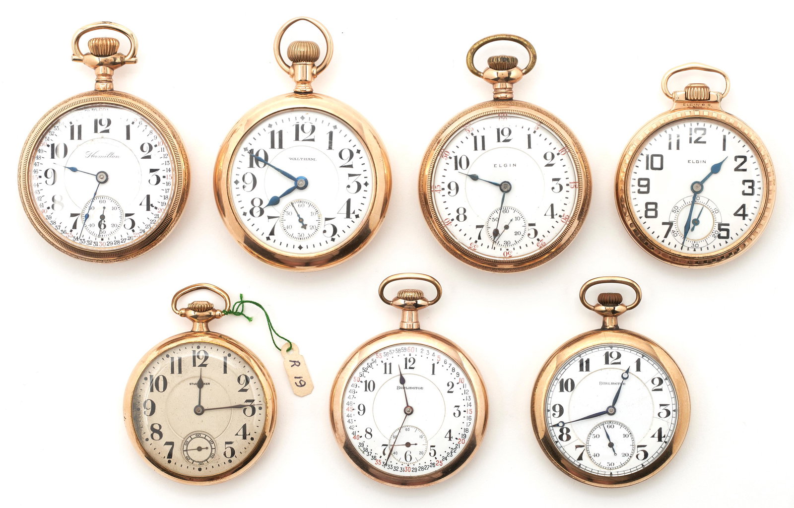 7 Pocket Watches incl. Elgin, Waltham, South Bend, Hamilton (1 of 11)