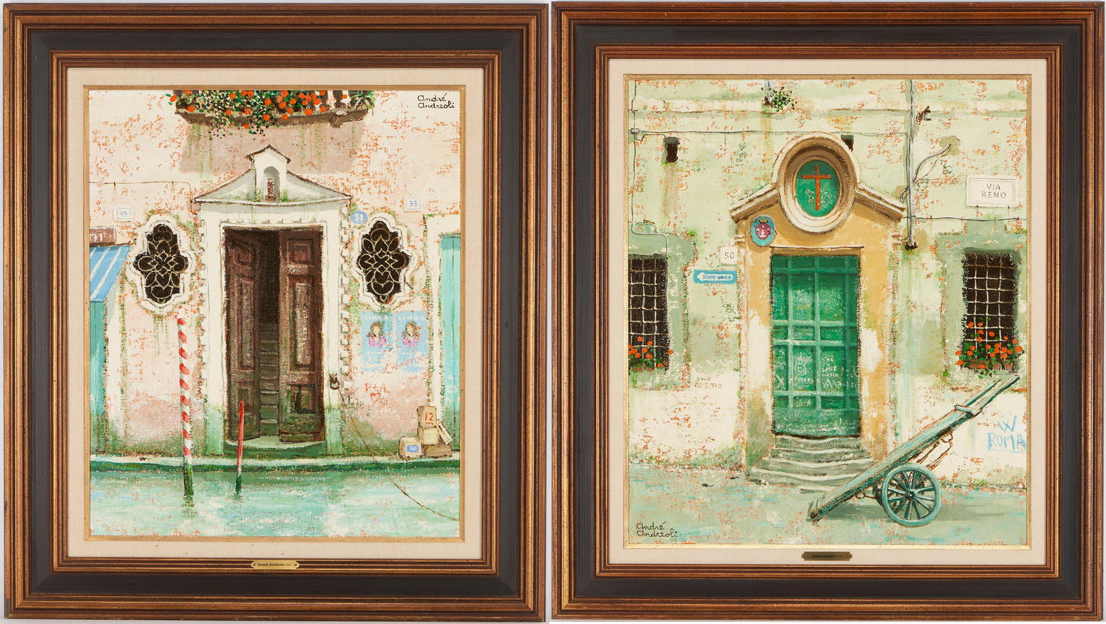 2 Andre Andreoli O/C Paintings, Venetian Doorway Scenes (1 of 18)