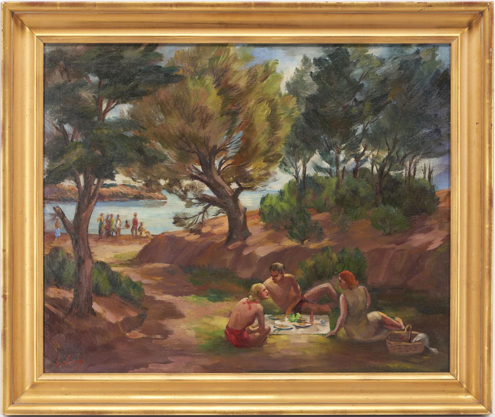 Arthur Helwig O/C Landscape with Figures, Picnic (1 of 9)