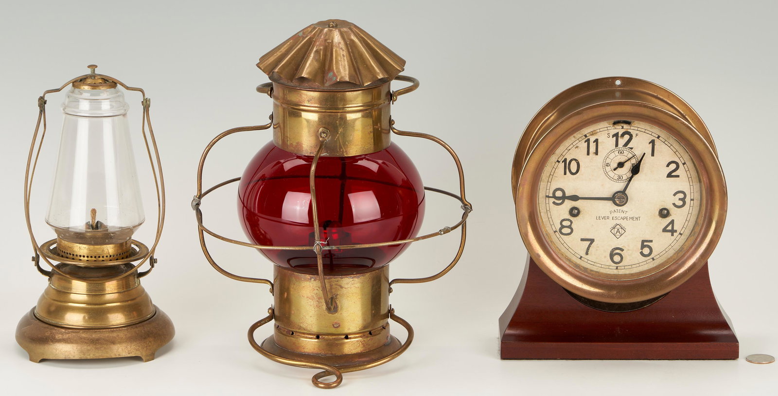 3 Maritime Items, Ansonia Nautical Clock & Lanterns (1 of 8)