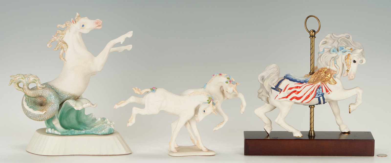 3 Cybis Porcelain Horse Sculptures, incl. Oceania, Ticonderoga (1 of 12)