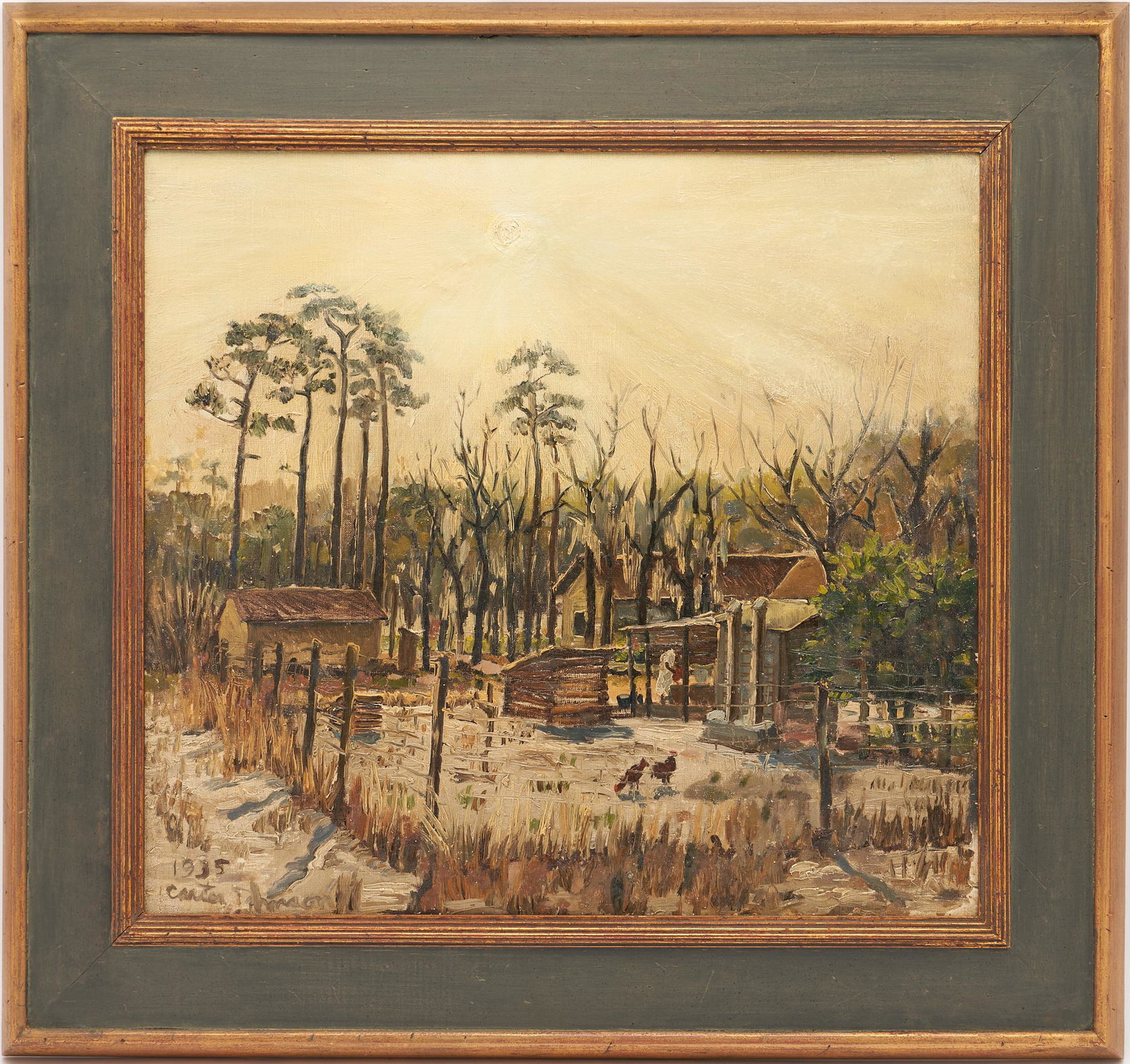 Henry Carter Johnson, WPA Farm Landscape Oil on Canvas (1 of 9)