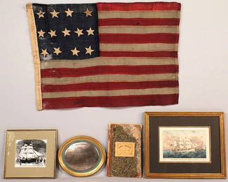 81: Rare flag & archive from ship "Red White and Blue"