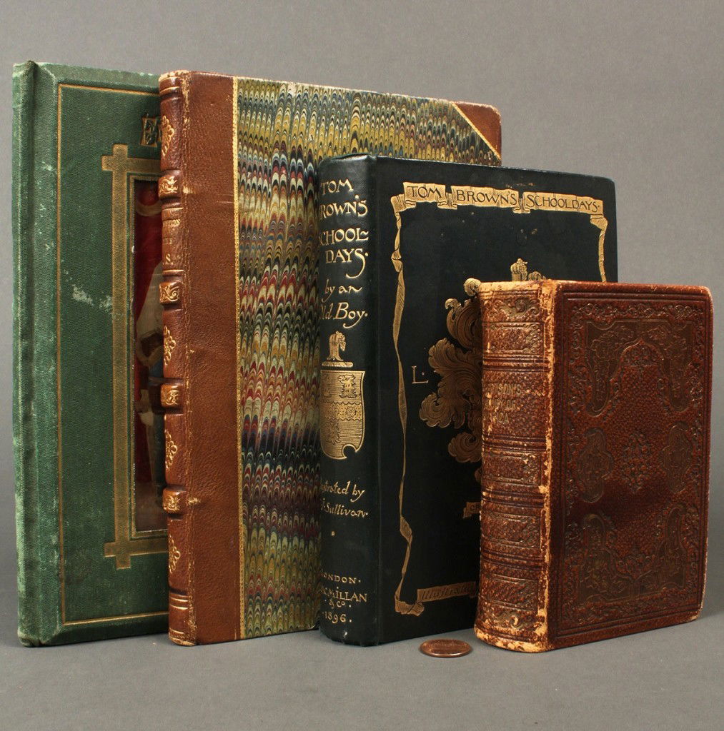 4 History books, 2 American & 2 English: ITEM 1: "The History of the Discovery and Conquest of America" by William Robertson (Halifax, William Milner, 1844) contains a pull-out map as well as illustrations. full leather, embossed. ITEM 2: "G