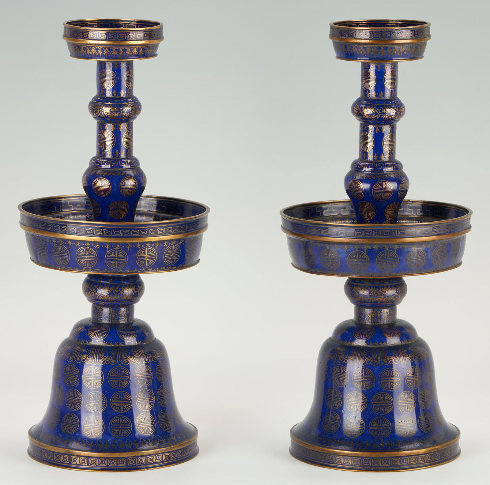 Pair Chinese Qing Cloisonne Candlesticks (1 of 7)