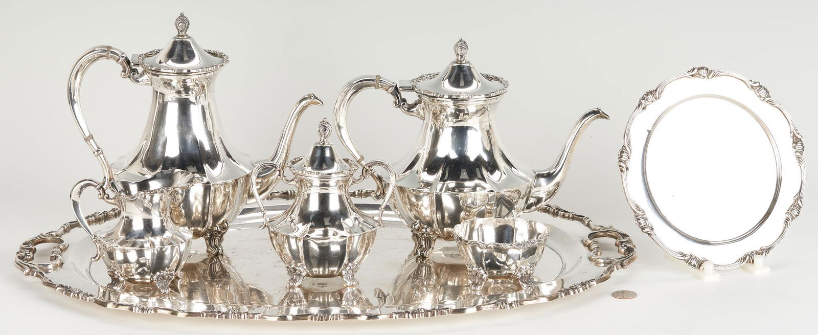 South American Sterling Silver Tea Set plus Small Plate, 185 oz, 7 pcs. (1 of 20)