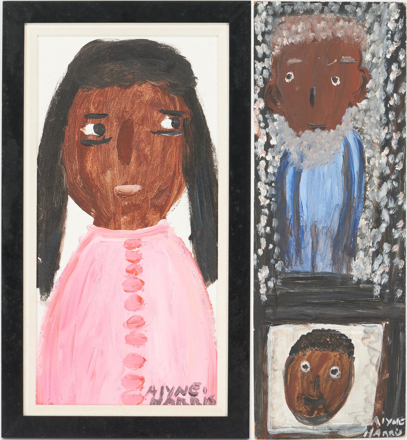 2 Alyne Harris Folk Art Portrait Paintings on Board (1 of 14)