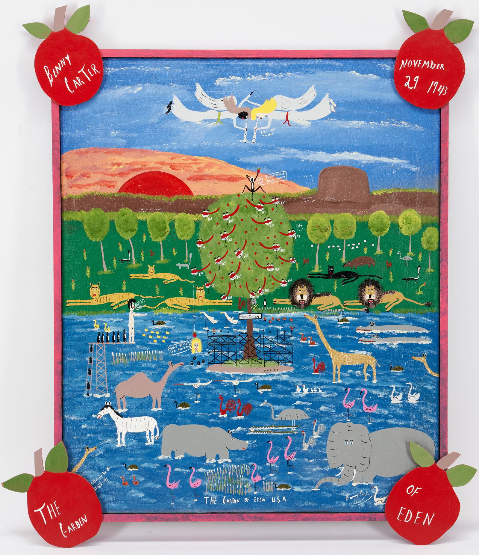 Benny Carter O/C Outsider Art Painting, Garden of Eden U.S.A (1 of 8)