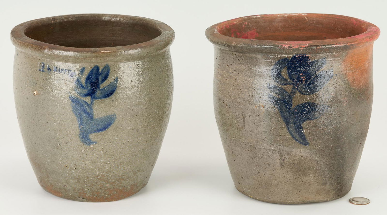 2 J.B. Magee Cobalt Decorated Crocks, 1 Marked (1 of 9)