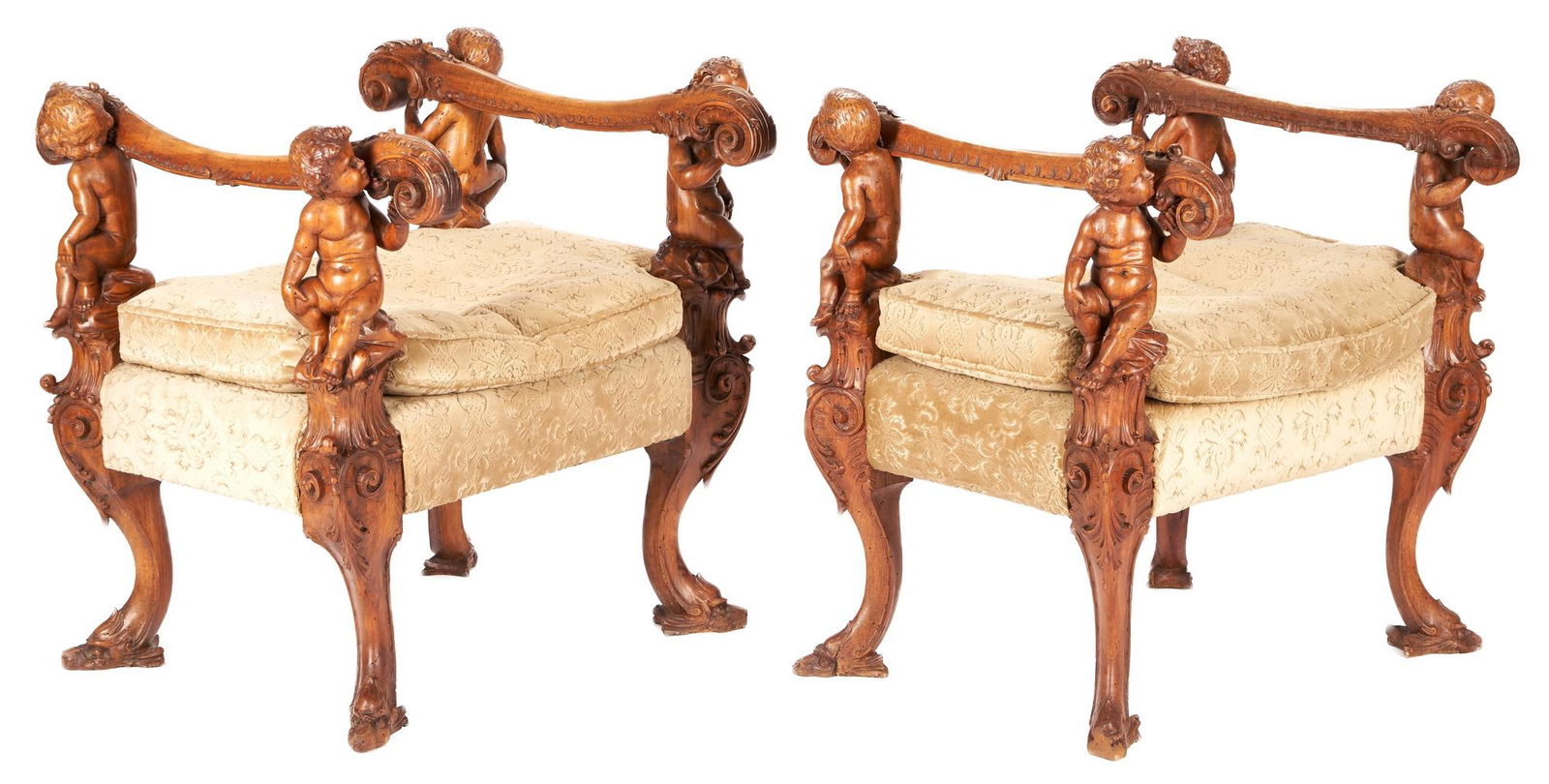 Manner of Andrea Brustolon, Pair Italian Carved Benches (1 of 12)