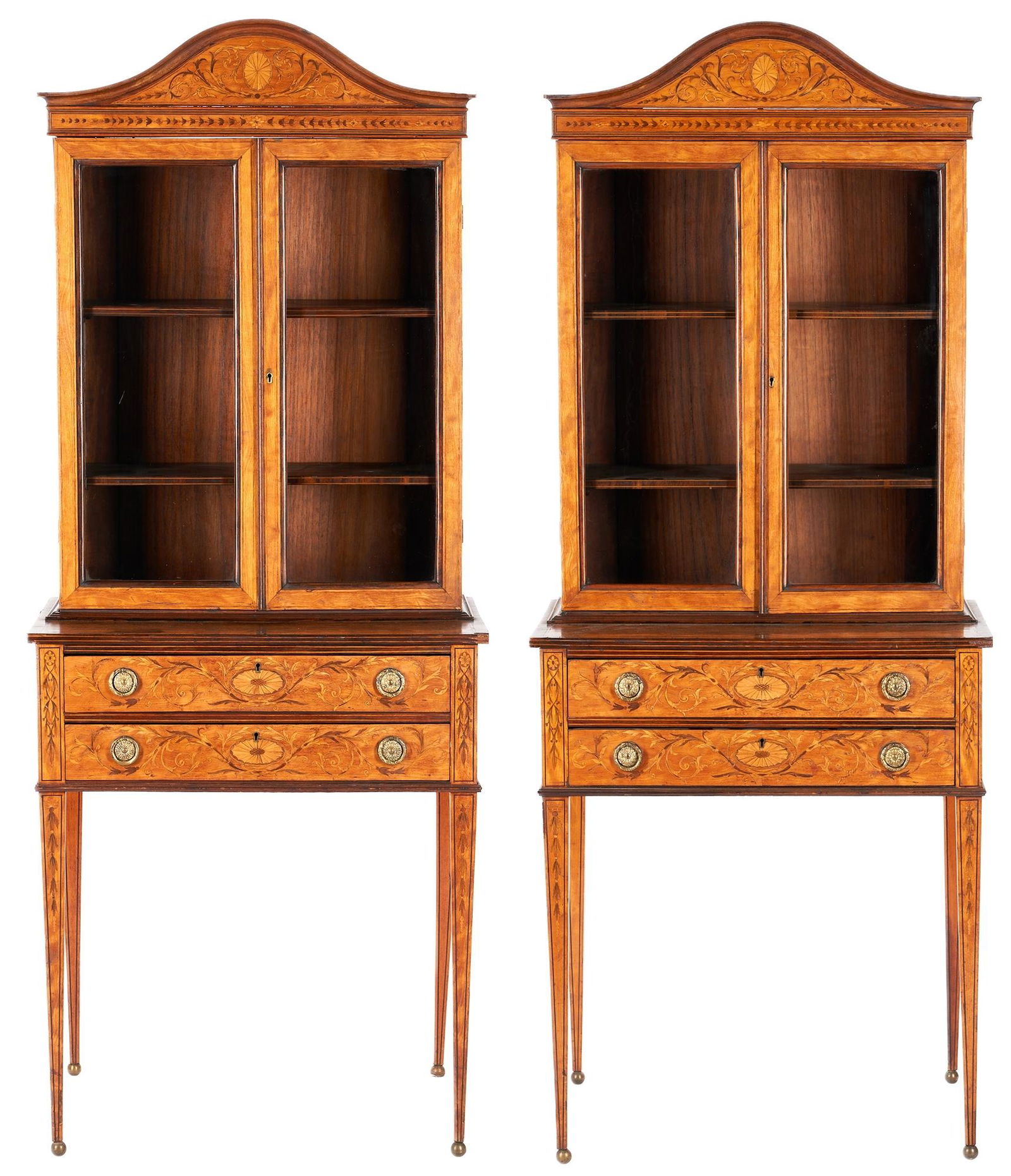 Pair Neoclassical Style Satinwood Cabinets on Stand (1 of 20)