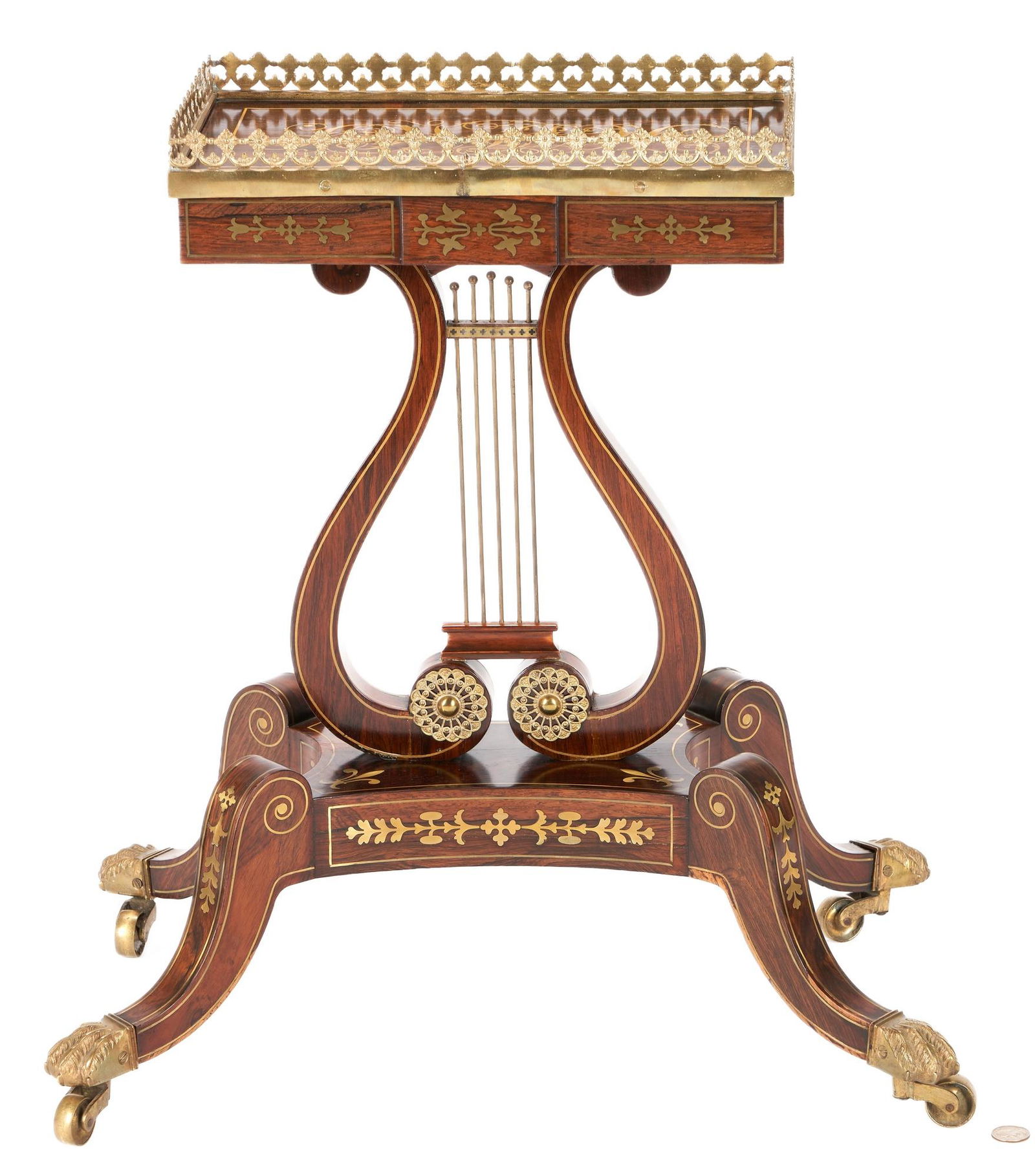 English Regency Gilt Brass Inlaid Table attr. George Oakley (1 of 12)