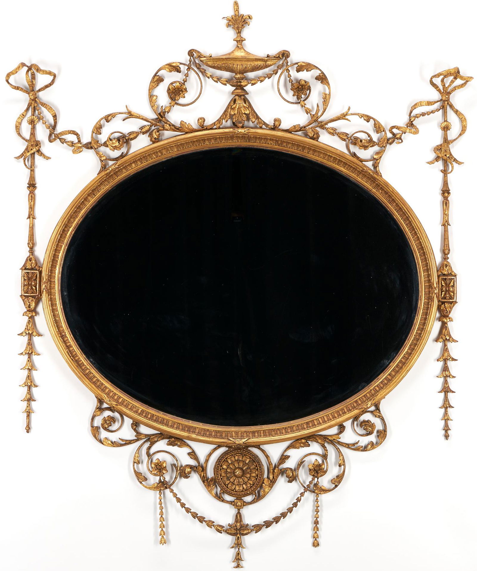 George III English Neoclassical Oval Giltwood Mirror (1 of 11)