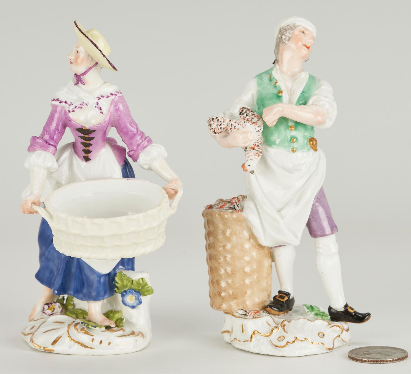 2 Meissen Figures incl. Chicken Plucker, Cries de Paris & Salt Cellar (1 of 10)