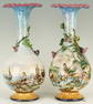 Pair of Italian Majolica Trumpet Vases, Mollica Family