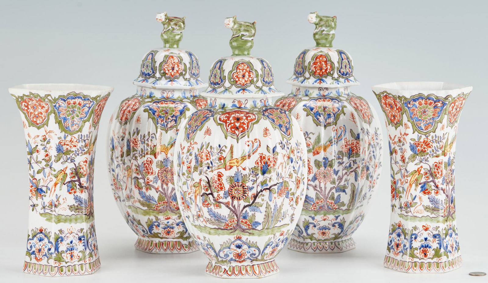 5 pc. Delft Polychrome Garniture Set (1 of 14)