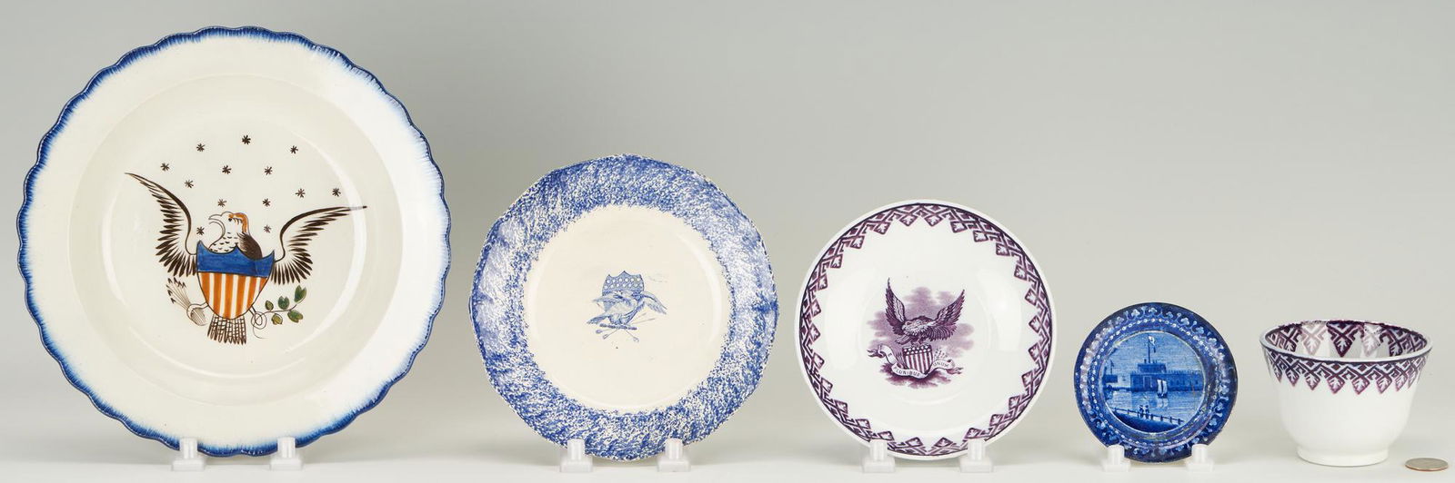 5 English Ceramics, incl. American Eagle Decorated (1 of 14)