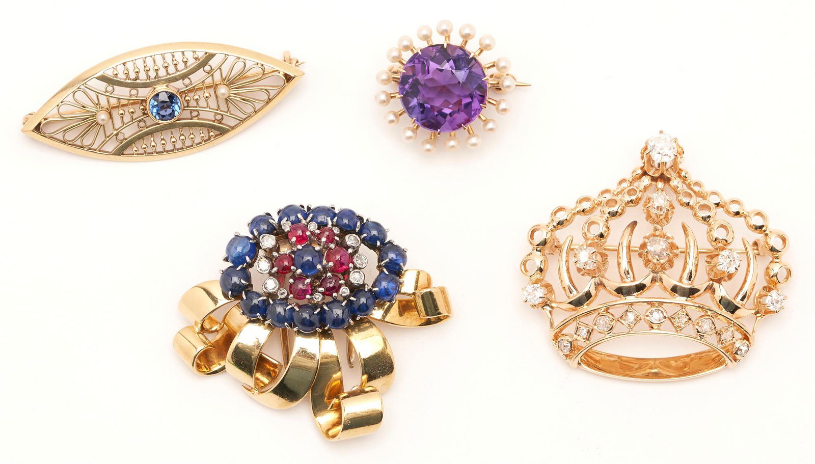 4 Ladies' Gold & Gemstone Brooches (1 of 9)