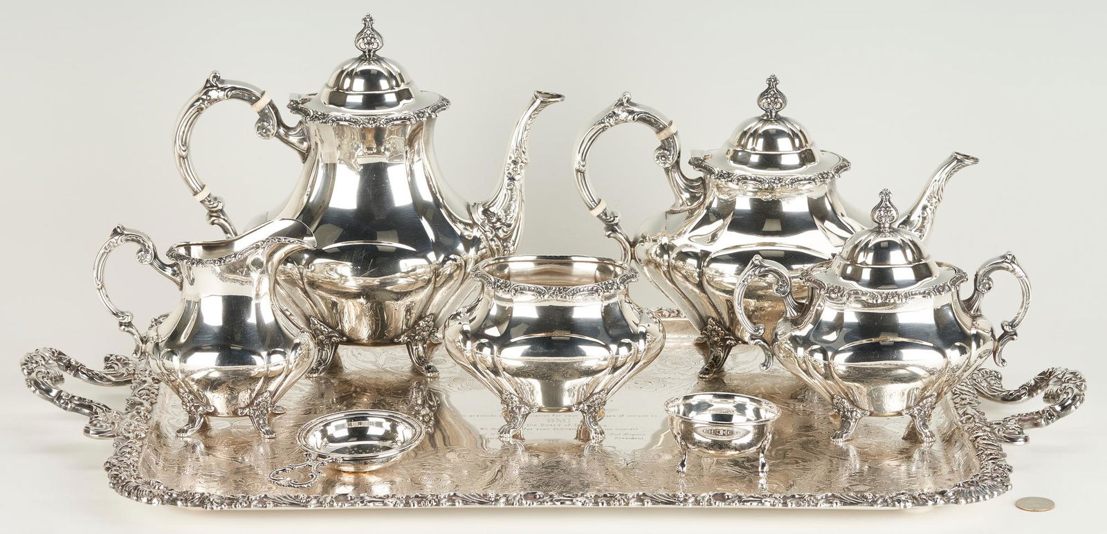 Reed & Barton Georgian Rose Sterling Tea Service, plus Assd. Silver, 9 pcs. (1 of 20)