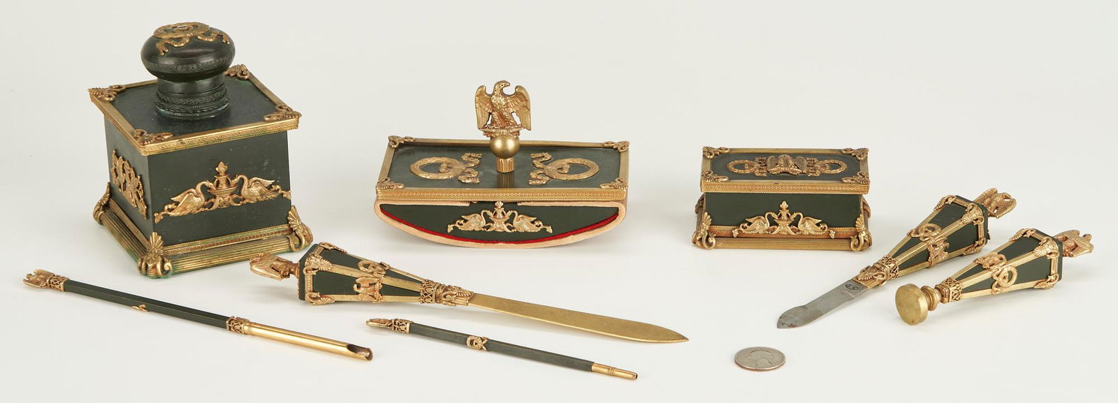 French Empire Bronze Desk Set, Mexican Provenance (1 of 12)