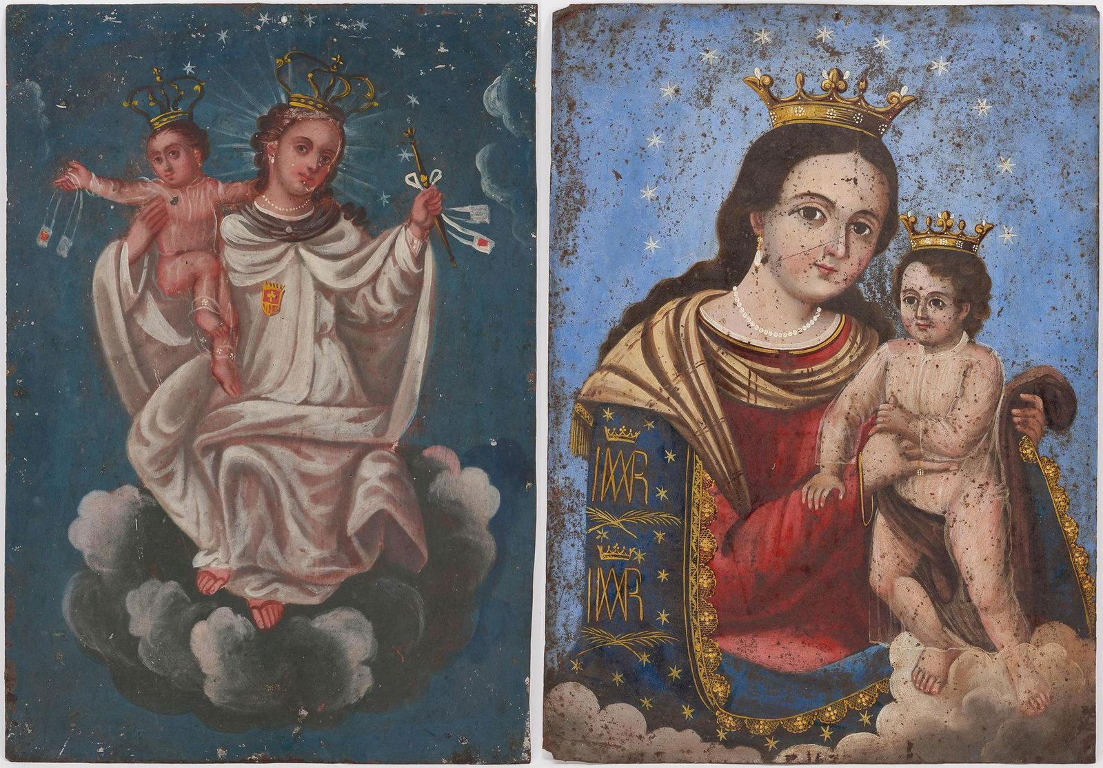 2 Mexican Folk Art Retablos, Madonna & Child (1 of 14)