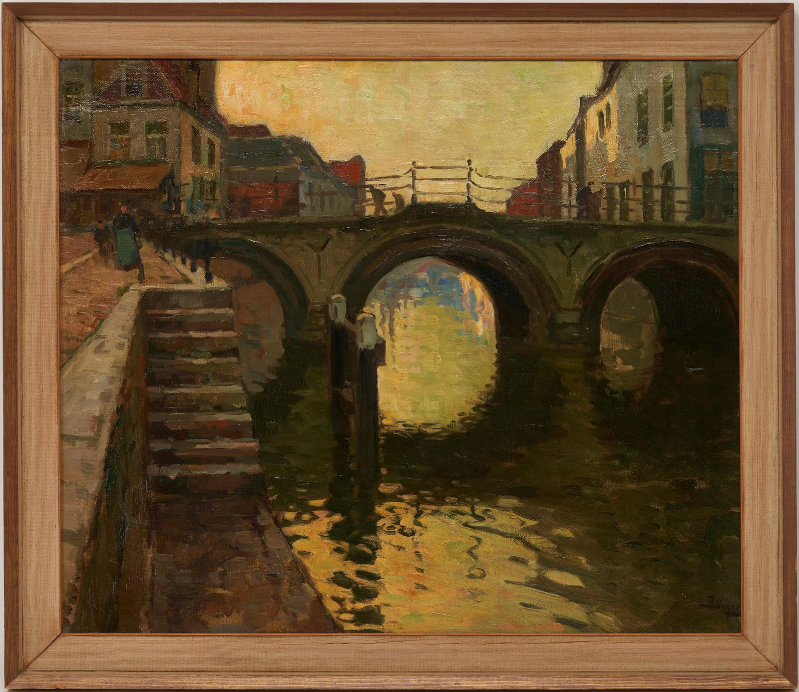 Bernardus Viegers O/C Painting, Canal with Bridge (1 of 14)