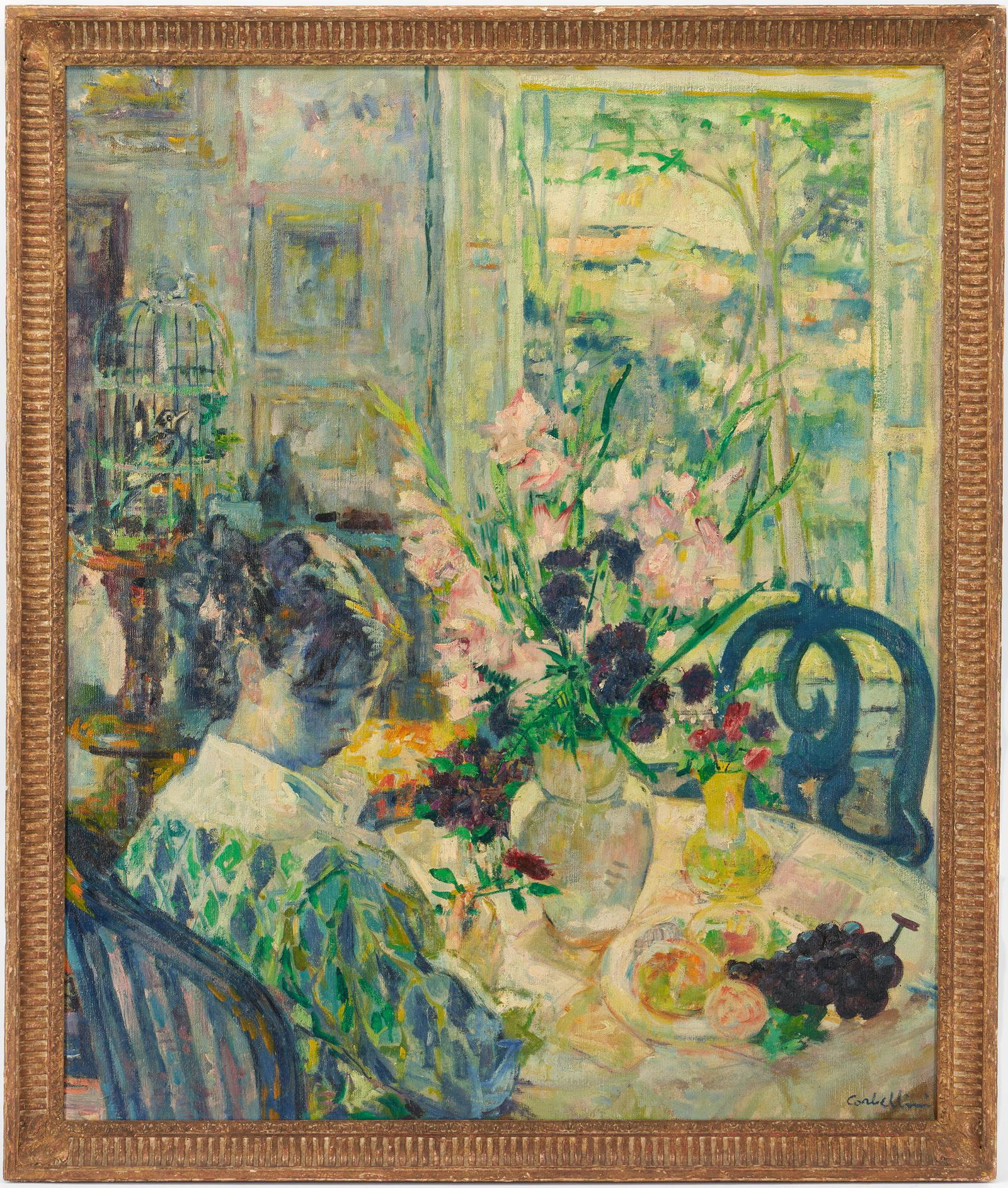 Luigi Corbellini O/C Interior Genre Scene, Woman at Dinette (1 of 11)