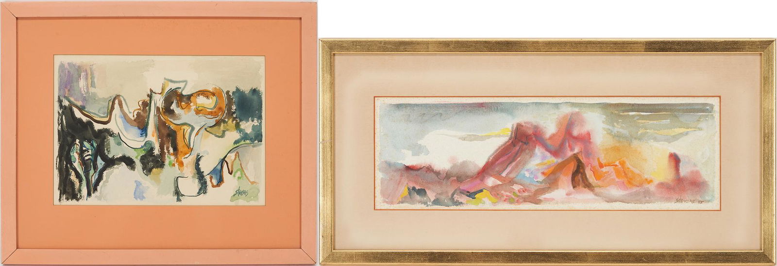 2 Walter Hollis Stevens Small Abstract Watercolor Paintings (1 of 13)
